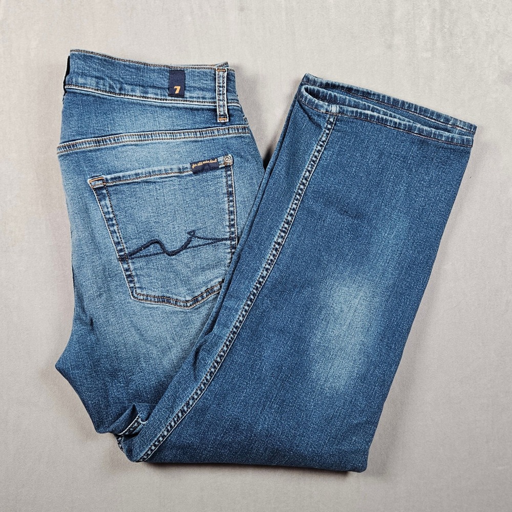 7 For All Mankind Men’s Straight Jeans in Medium Blue